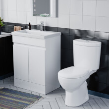 Nes Home Flat Pack 600mm Gloss White Basin Vanity & Close Coupled Toilet Set