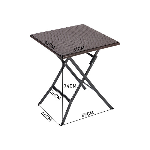 Living And Home (Brown) Square Rattan Folding Outdoor Bistro Table 1