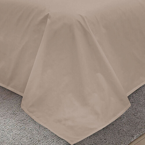 (Double, Beige) 100% Egyptian Cotton Flat Sheets TC 400 Full Bed Sheet Single Double King Size 2