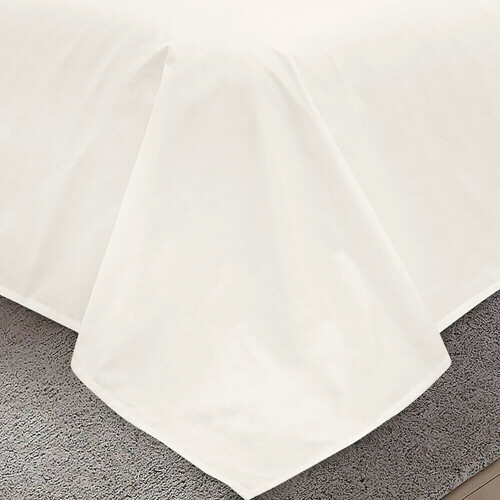 (King, Cream) 100% Egyptian Cotton Flat Sheets TC 400 Full Bed Sheet Single Double King Size 2