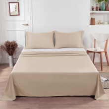 (King, Beige) Flat Sheet Egyptian Cotton Single Double King Size