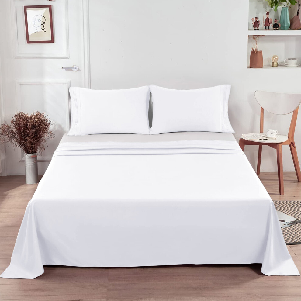(King, White) Flat Sheet Egyptian Cotton Single Double King Size-image-OPC-PBV9VBZ-NEW