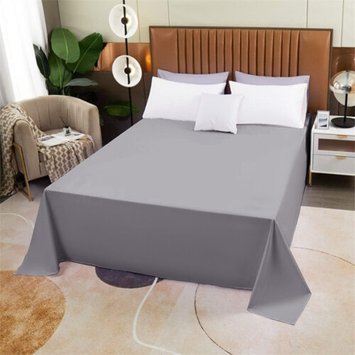 (Double, Grey) Flat Sheet Egyptian Cotton Single Double King Size 1