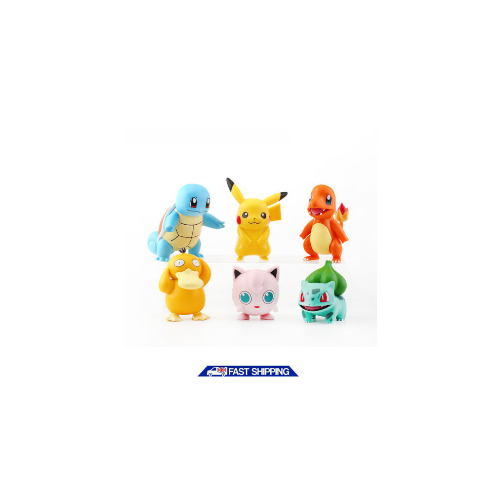 Doyarbim 6Pcs Pikachu Figures Toys Display Cake Toppers Kids Party