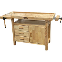 Lumberjack Woodworking Bench with 3 Drawers with Cabinet and 2 Vices