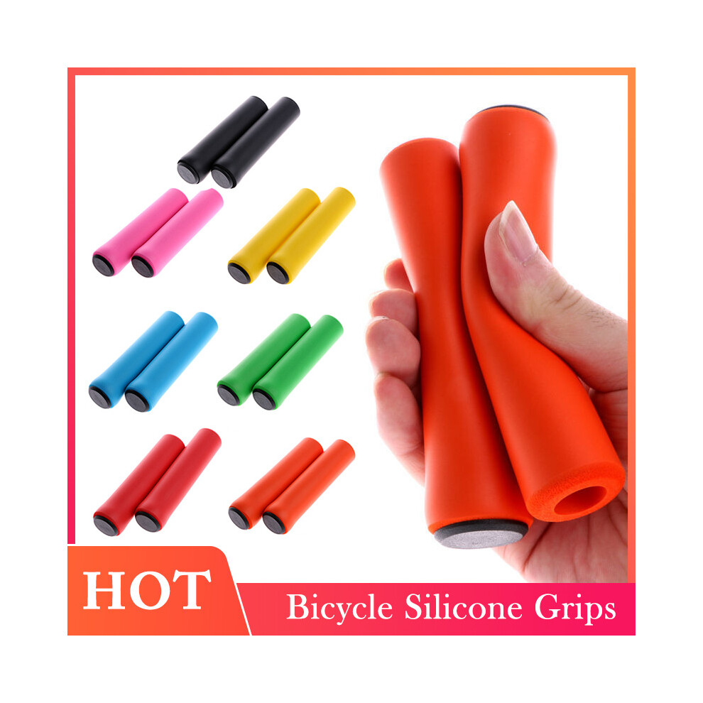 Photos - Grip & Bar End 2 PCS MTB Bicycle Handlebar Grips Outdoor Cycling Soft Silicone Anti-slip Handlebar Cover PVC Handle Grip Bar Cov(a-6 blue)