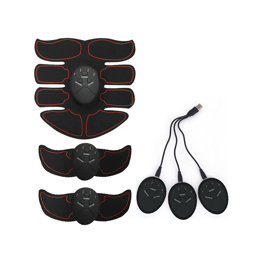 (a-Black) ABS Stimulator Muscle Toner Rechargeable Abdominal Toning Belt EMS Abdomen Muscle Trainer Fitness Equipment Exercise At Home Gym-image-OPC-PBVB9BD-NEW