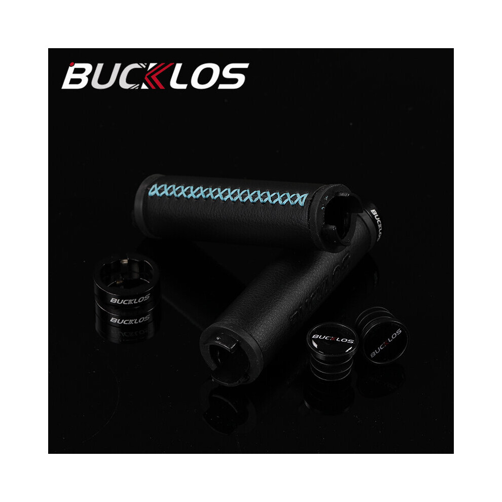 Photos - Grip & Bar End  BUCKLOS Leather Bike Grip Double Bicycle Handlebar Grips Shock Absorption Mtb Grips Anti Slip Bike Handle Cy(a-Blue stripe)