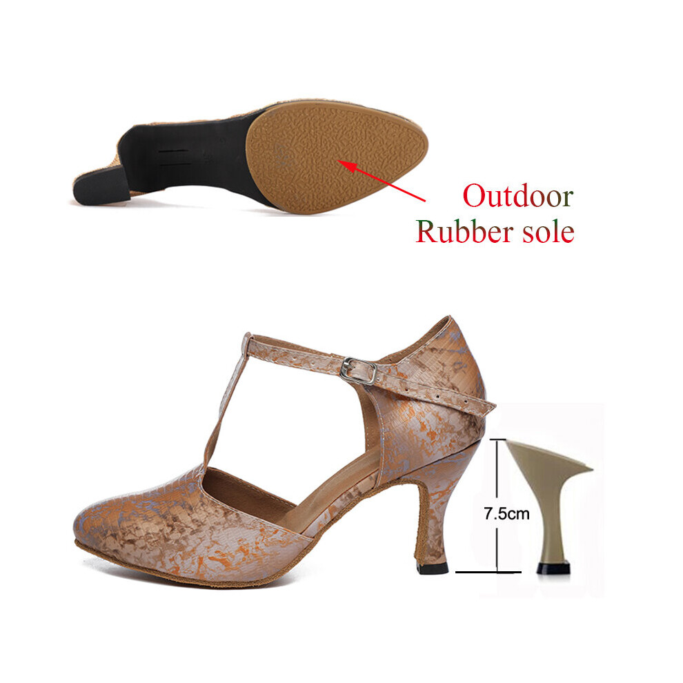 (a-Outdoor 7.5cm heel 38) Latin Dance Shoes Women Ballroom Party Dancing Shoes Khaki Fancy Salsa Tango Girls High Heels Jazz Dance Closed Toe Sneakers-image-OPC-PBVBH6X-NEW