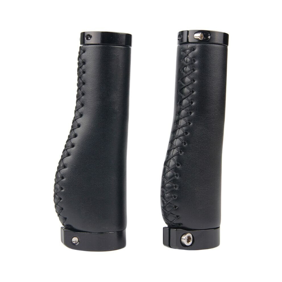 Photos - Grip & Bar End  Handle Grips Bike Retro PU Leather Lockable Grips Bicycle Cycling Steering Wheel Anti-skid Handlebar Cover PXPF(a-Black)