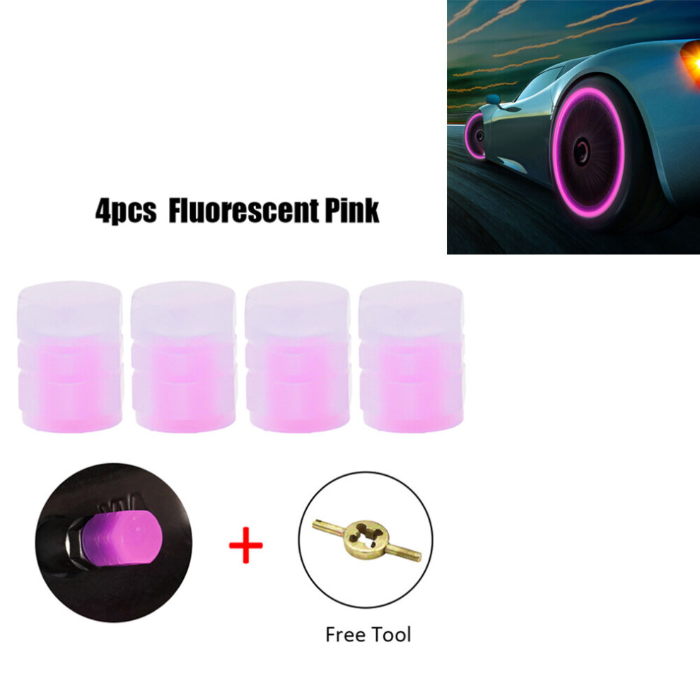 (a-4PCS PINK) Bicycle Light Motorcycle Valve Light Car Tire Luminous Cap Electric Vehicle Cover Luminous Night Safety Warning MTB Accessories-image-OPC-PBVBKQ6-NEW