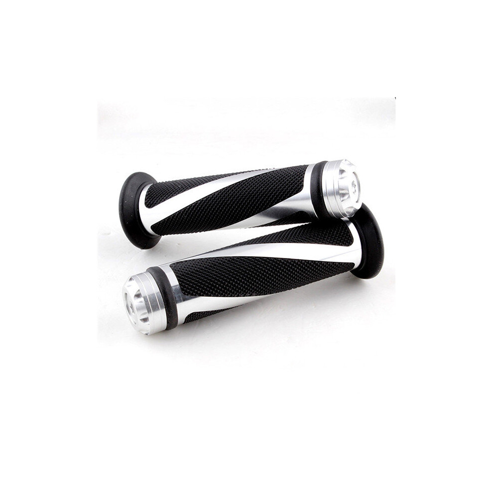 (A-A ) Itmtb Motorcycle Grips Aluminum Alloy Electric Scooter Mopeds Handlebar Grip Rubber Bicycle Handle Throttle Modified Accessories Silver 4858099169223