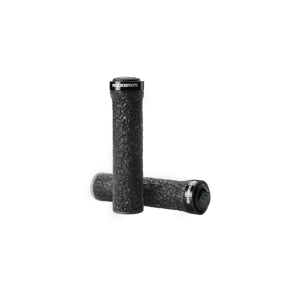 Photos - Grip & Bar End  ROCKBROS MTB Handle Anti-skid Bicycle Grips PE Rubber Cycling Handlebar Ultralight Aluminum Alloy Handl(a-Elasticity black)