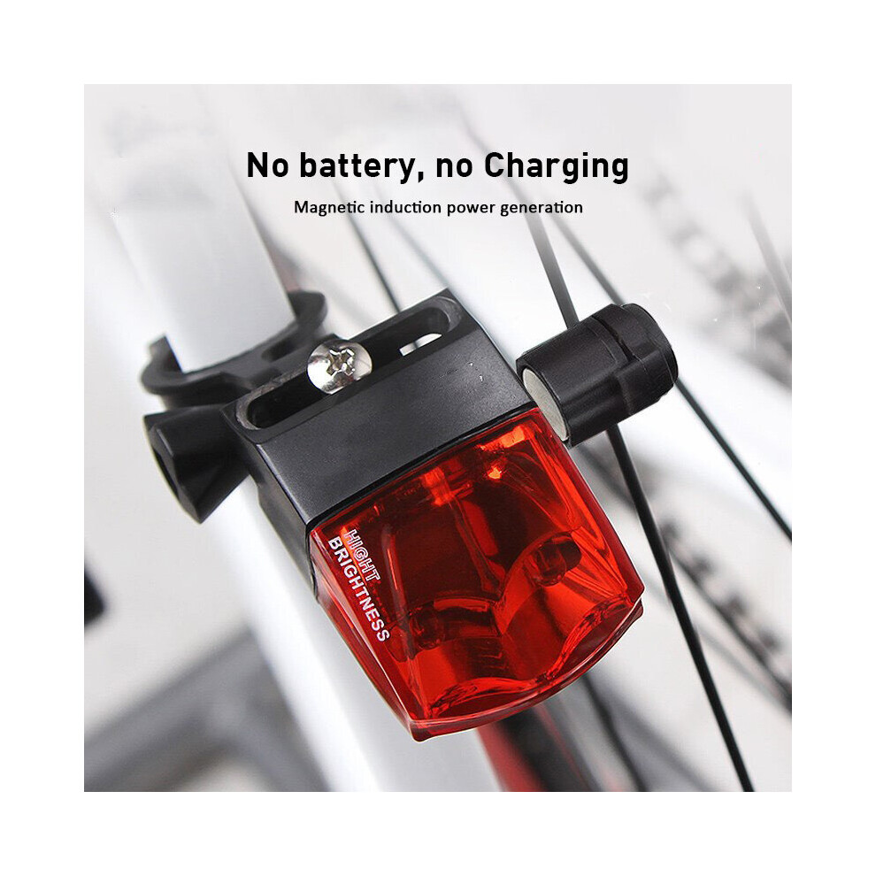 Photos - Climbing Gear  Bicycle Tail Light No Battery Magnetic Self-powered MTB Bike Rear Light No Charge Easy To Install Night Bic(a-Self-powered)