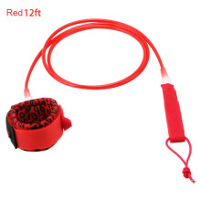(a-RED 12ft) 6/8/10/12ft Surfboard Foot Rope Safety TPU Nylon Stainless Steel Surf Leash Polyurethane TPU Nylon Stainless Steel Surf Leash