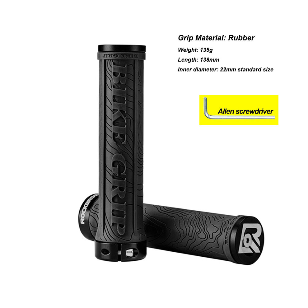 Photos - Grip & Bar End  ROCKBROS Bicycle Grips Sponge MTB Handle Anti-skid 3D Silicone Grip Alloy Bilateral Cycling Handlebar(a-2018 Rubber Black)