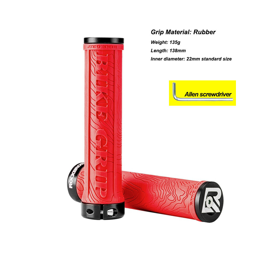 Photos - Grip & Bar End  ROCKBROS Bicycle Grips Sponge MTB Handle Anti-skid 3D Silicone Grip Alloy Bilateral Cycling Handlebar Ul(a-2018 Rubber Red)