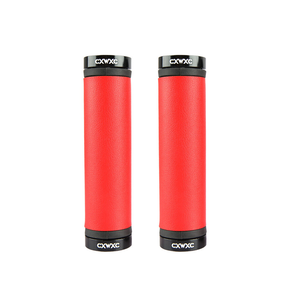 Photos - Grip & Bar End  One Pair CXWXC Fiber Leather Bicycle Handlebar Mountain Bike Handle Cover City/Road Bike Grips Bar End Non-slip A(a-G1 Red)