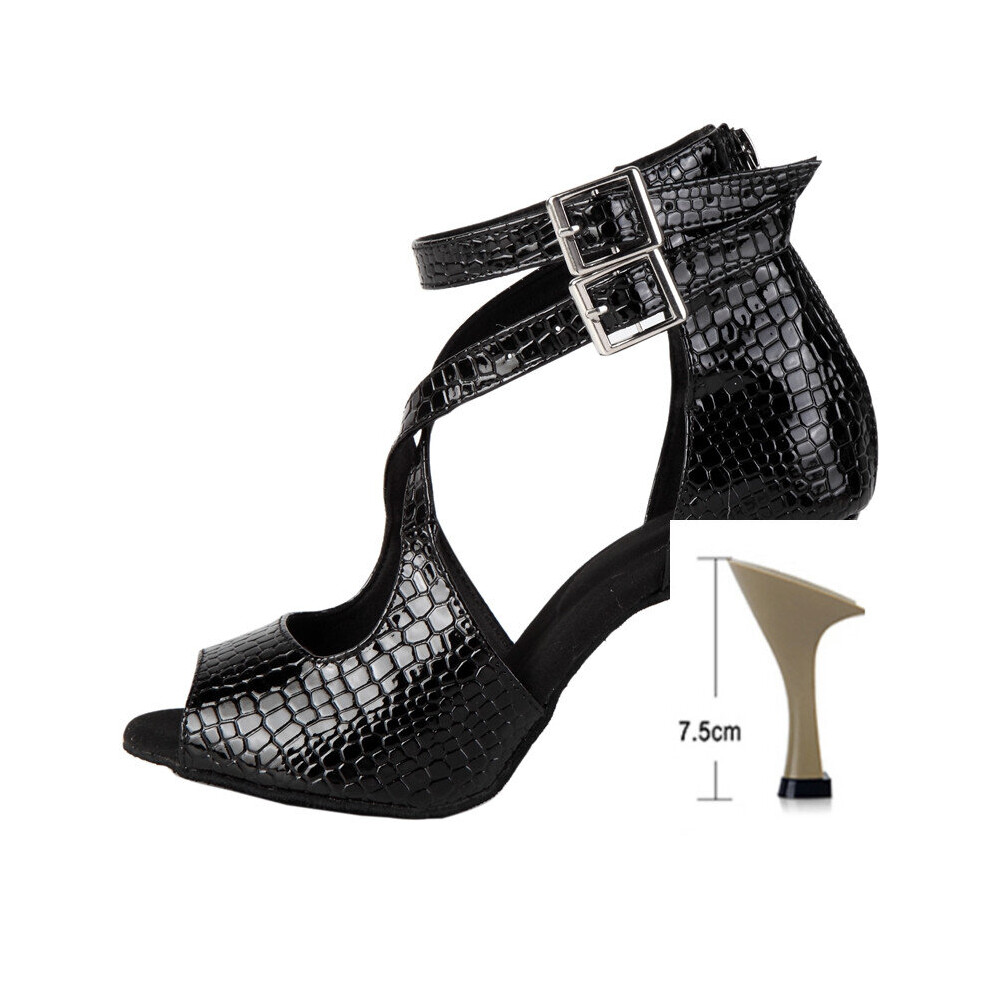 (a-Black 7.5cm 6.5) Professional Latin dance shoes High Top heels Women Ballroom Dance Boots soft Soles Ladies Tango Salsa  social Dance Shoes-image-OPC-PBVC67N-NEW