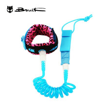 (a-Blue) 4ft 7mm Leopard Print Surf Rope TPU Elastic Safety Rope Surfboard blue Traction Rope Foot Rope