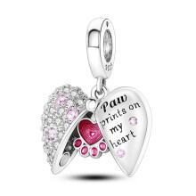 (a-KTC504) 925 Sterling Silver Pink Ballet Skates Shoes Pendant Heart Charms Fit Original Pandora Necklace Bracelet Jewelry Making Women
