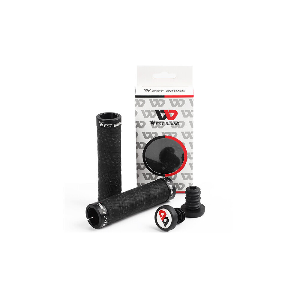 (a-Black) Bilateral Lock MTB Grips Super Soft Bicycle Handle Anti-skid Aluminum Alloy Cycling Accessories for BMX Freestyle Bike Handlebar