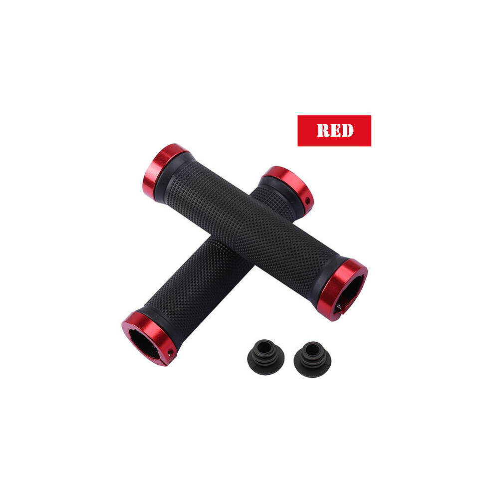 Photos - Grip & Bar End WEST BIKING Cycling Lockable Handle Grip Bicycle MTB Road Double Lock On Handlebar Antiskid Rubber Aluminum(a-Lockable Red)