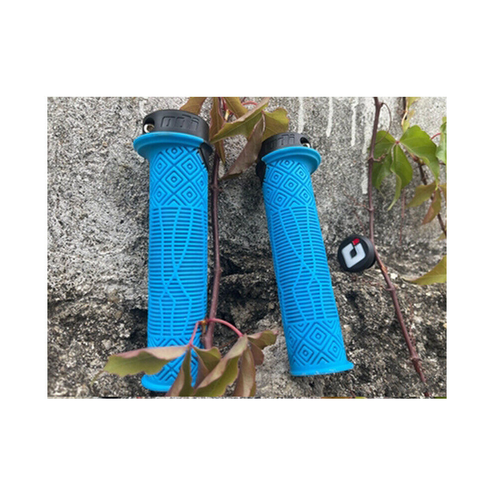Photos - Grip & Bar End ODI Bike Grips Aluminum Alloy Lock on Bicycle Handlebar Grips Soft Silicone MTB Handle Grip Anti-skid Odi G(a-Model-2-Blue)