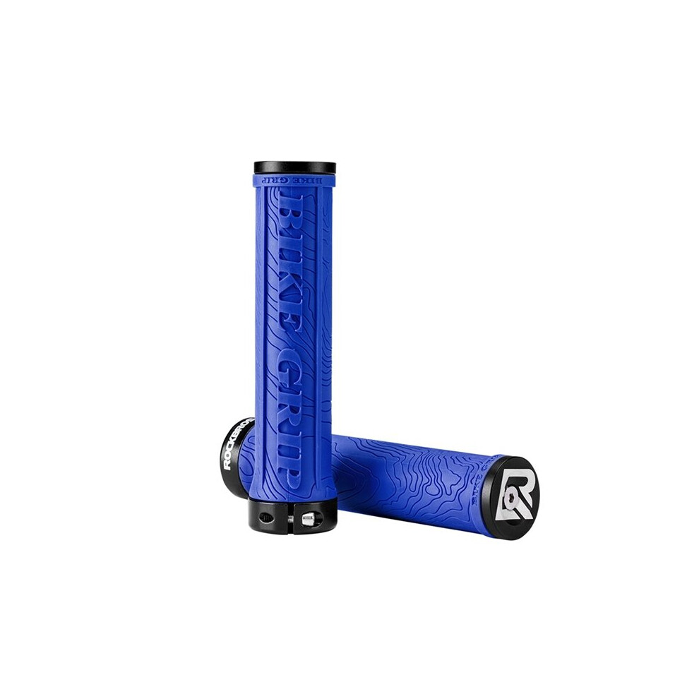 Photos - Grip & Bar End  ROCKBROS Bicycle Grips Sponge MTB Handle Anti-skid 3D Silicone Grip Alloy Bilateral Cycling Handlebar Ultraig(a-3D EN blue)