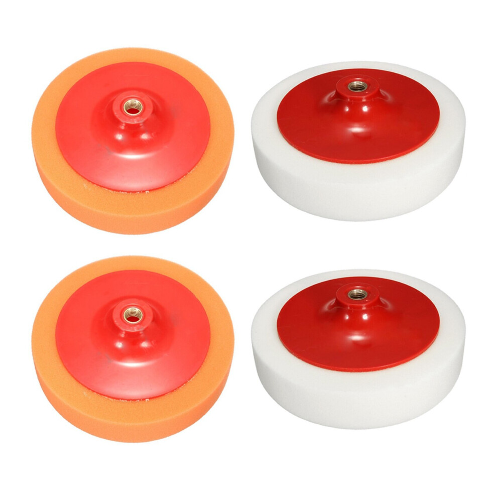2X 7 Inch 180Mm Car Polishing Buffing Head Mop Pad Soft Sponge With M14 Thread Orange 4762365709450