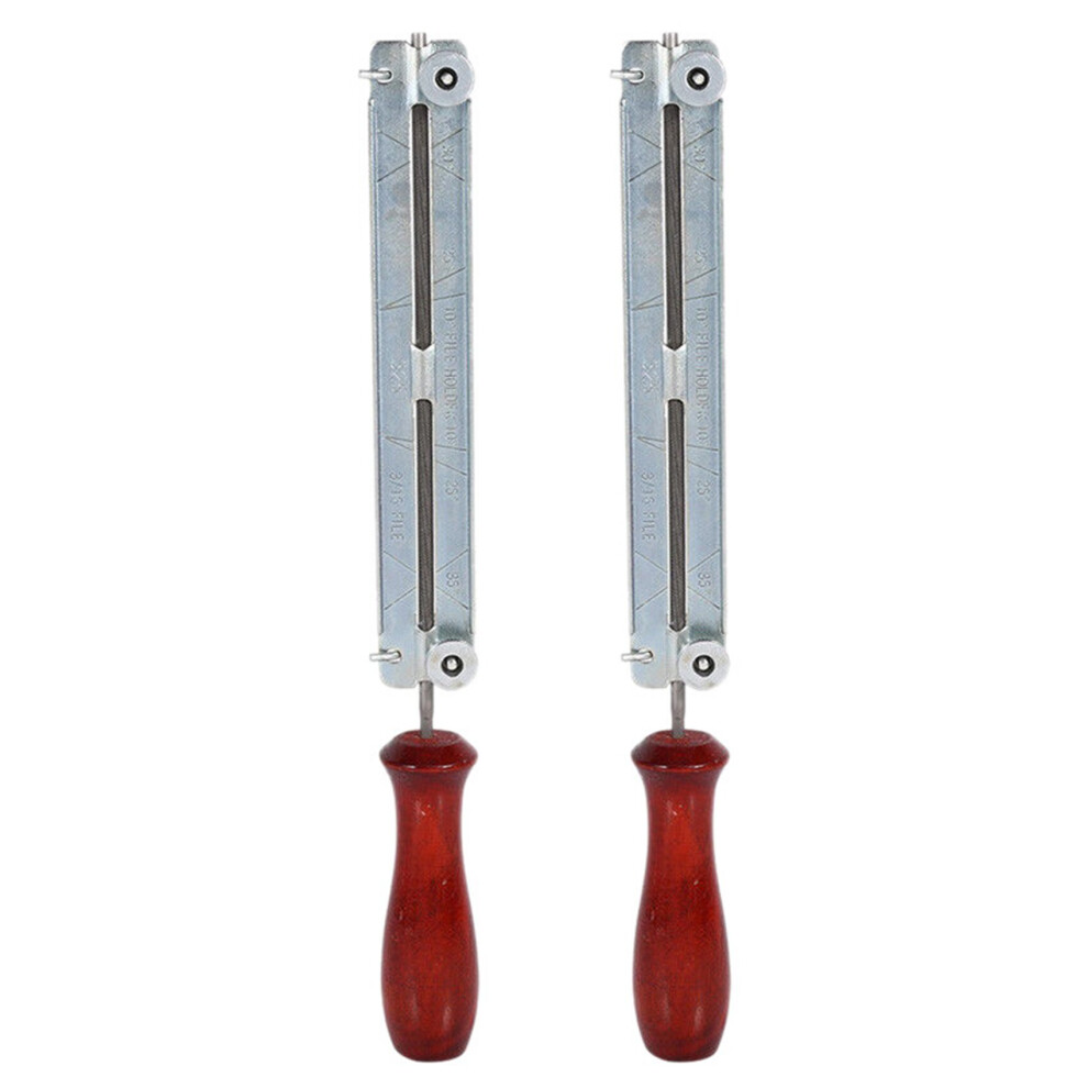 Lot de 2 limes à affûter rondes et plates de 3/16 po et 4,8 mm pour tronçonneuse