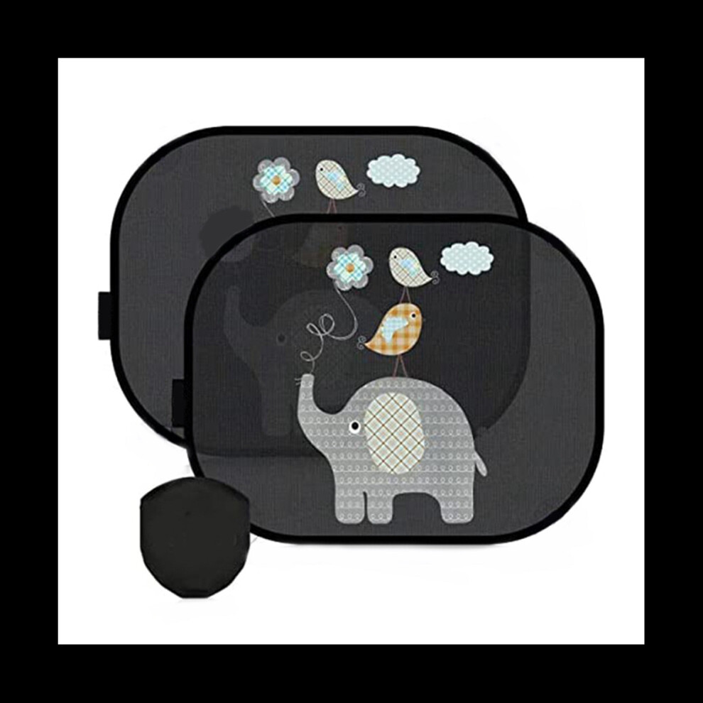 Car Sun Shade Baby with UV Protection, Car Window Sun Shade for Children with Cute Animal Motifs, 44 x 36 cm, 2