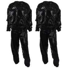 2X Combinaison de sudation pour perte de poids et fitness, résistante, anti-déchirure, noire, XXL