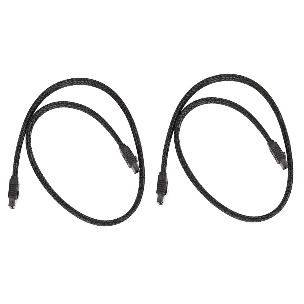 2X 50Cm Sata 3.0 Iii Sata3 7Pin Data Cable 6Gb/S Ssd Cables Hdd Data Cord With Nylon Sleeved Premium (Black) Black 4762365717707