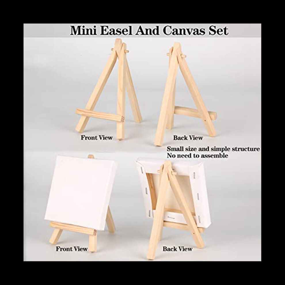 3 Inch Mini Canvas 5 Inch Mini Easel, 6 Pcs Small Painting