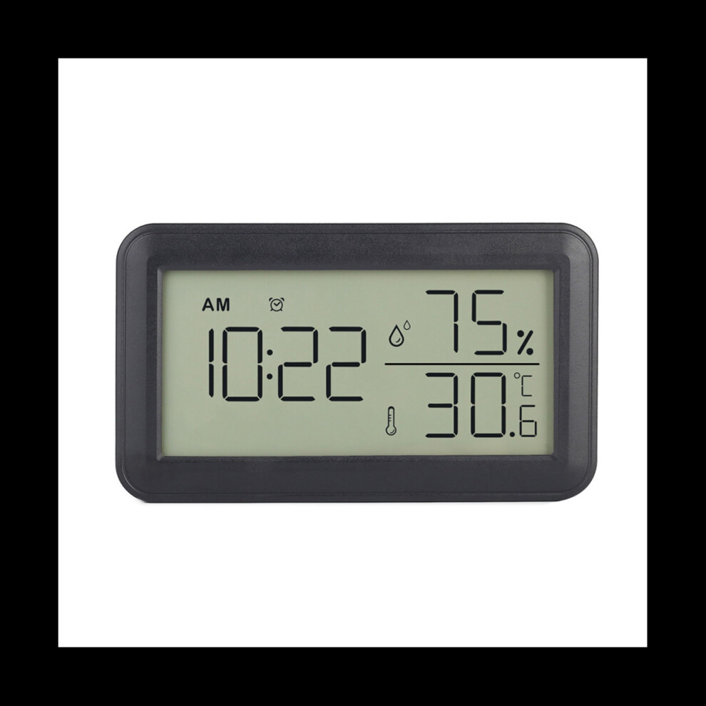 Tlily Thermometer Hygrometer Indoor With Alarm Clock, Lcd Digital Thermometer, For Room, Living Room, Wine Cellar (Black)