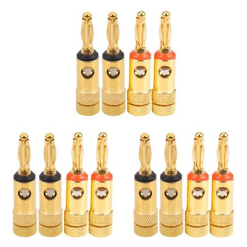 Gold Plated Banana Plugs 2 Red 2 Black 4mm 12 Pcs LL68-4BP1