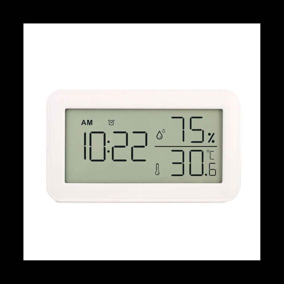 Thermomètre Hygromètre Intérieur avec Réveil, Thermomètre Numérique LCD, pour Chambre, Salon, Cave à Vin (Blanc)