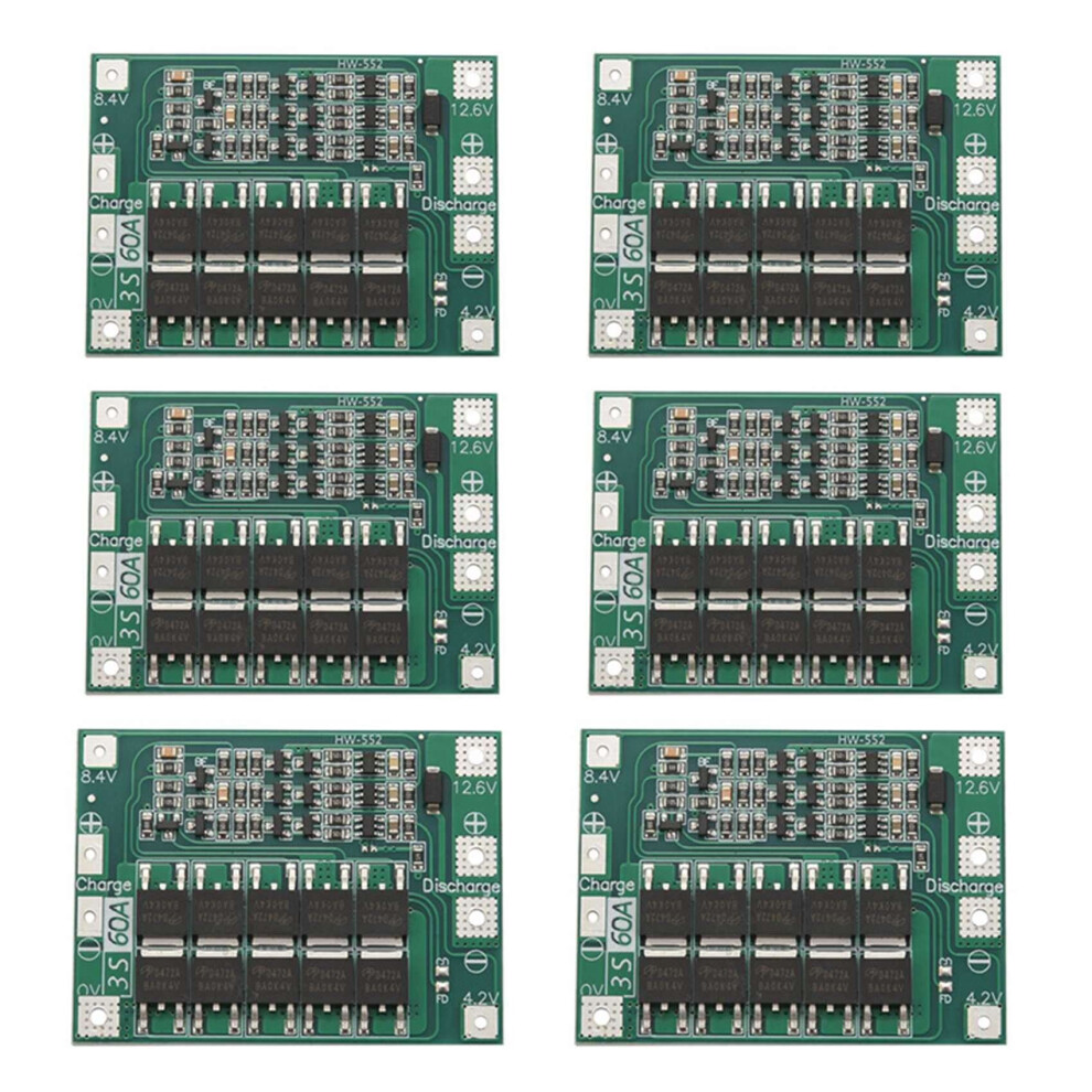 6X 3S 60A Bms Board 11.1V 12.6V 18650 -Ion Lithium Battery Protection Board Enhanced Version 4762365719589
