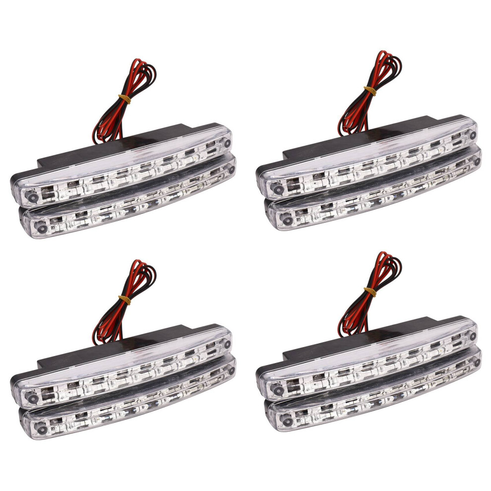 Newest 4Pcs High Quality Super 8 Led Daytime Running Lights 12V Dc Headlight Universal Parking Lamp 12V White 4762365741412