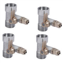 4X Feed Water Adapter 1/2 inch to 1/4 inch Ball Valve Faucet Tap Feed Reverse Osmosis Silver
