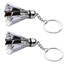 2X Metall Badminton Schlüsselanhänger Dreidimensionales Badminton-Turnier Souvenir Schlüsselanhänger Sport