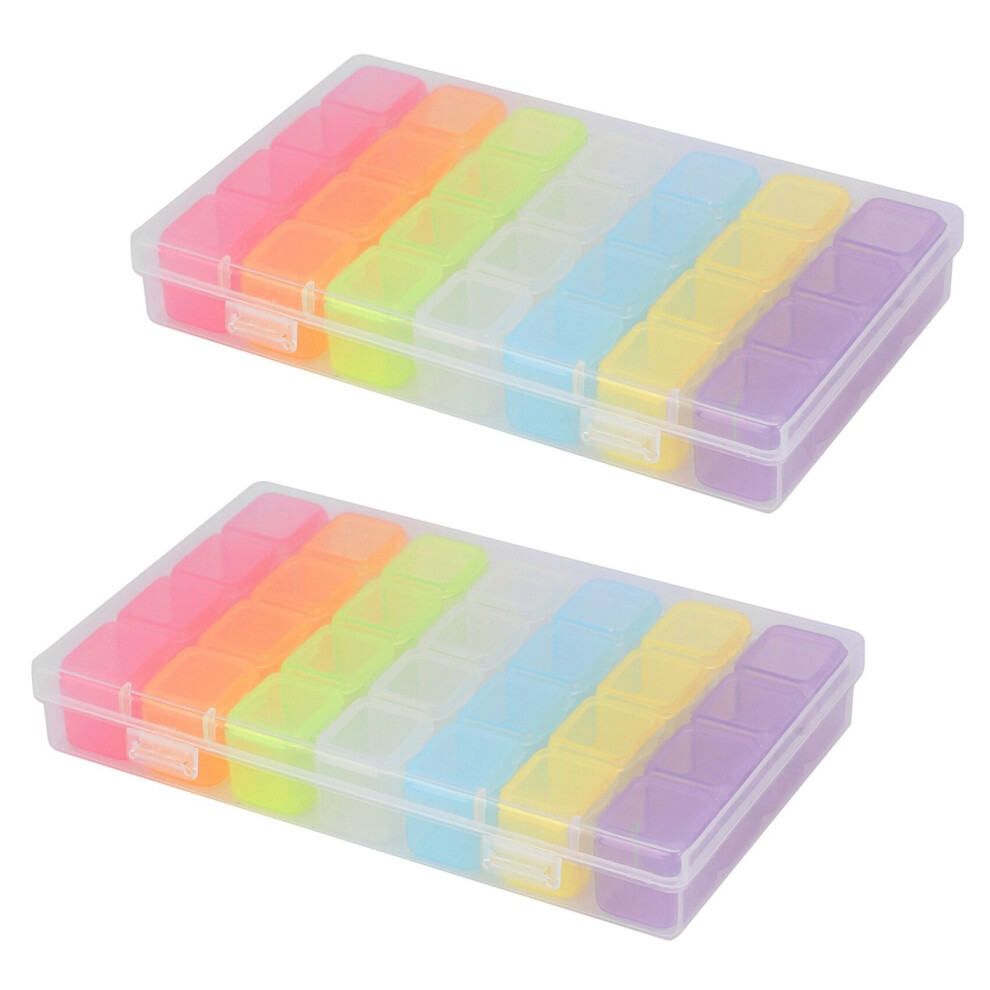 2X 28 Grid Plastic Storage Box Storage Box Jewelry Box Bead Box Nail Art Rhinestone Jewelry Storage Box