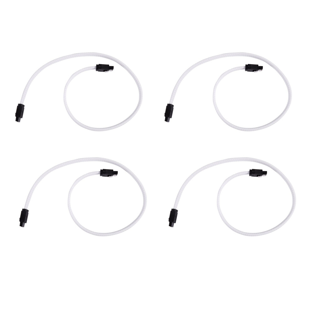 4X 50Cm Sata 3.0 Iii Sata3 7Pin Data Cable 6Gb/S Ssd Cables Hdd Data Cord Premium Version(White) White 4762365717653