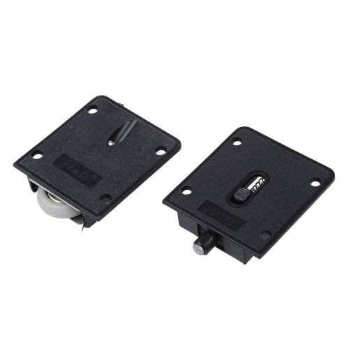 2X Wardrobe Black Plastic Plate 25mm Dia Wheel Sliding Door Roller 1