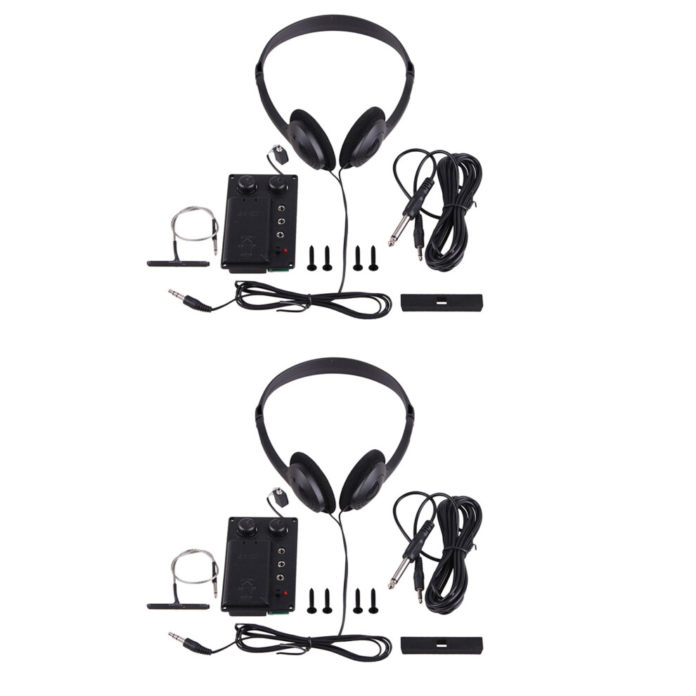 2X Electric Violin Silent Eq Pickup Piezo with Headphone and Plug Hole Cable Set