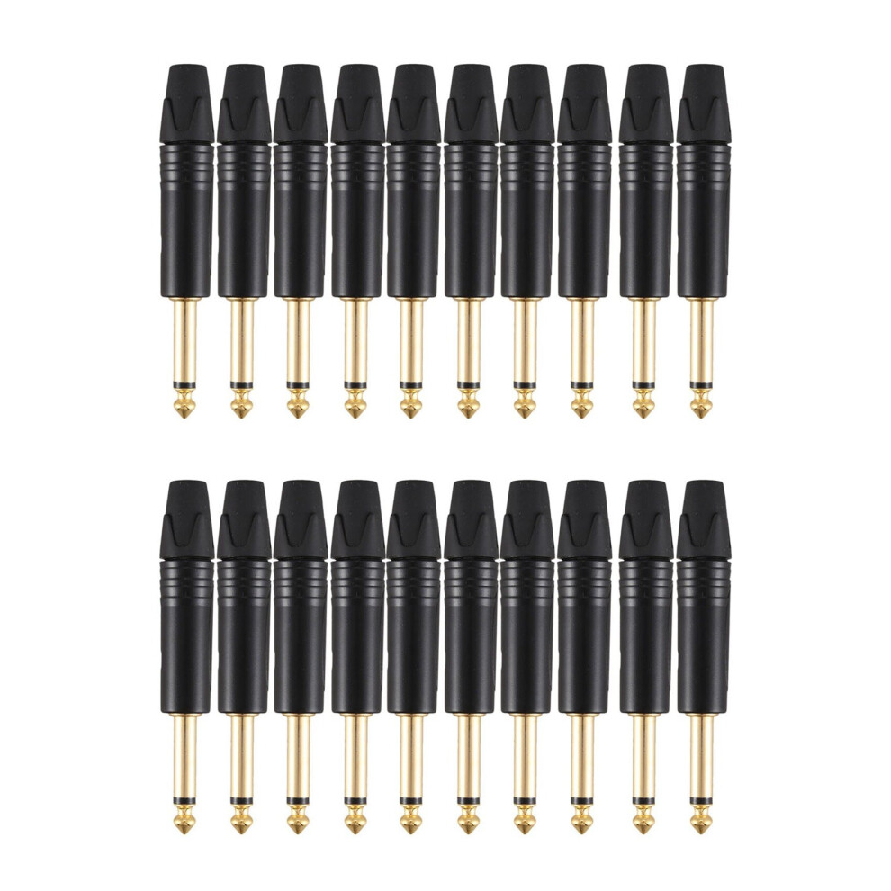 Plating 20Pcs Plug Mono Professional 2 Pole 6.35 Mm 6.5Mm Stereo Plug 6.35Mm Gold/Black 4761833288992
