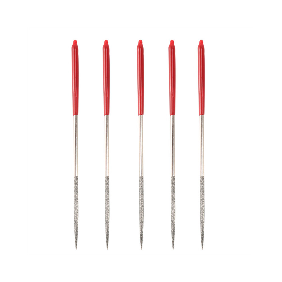 5X Lapidary Round Rat Tail Diamond Files 3mm x 140mm Silver Tone Red 