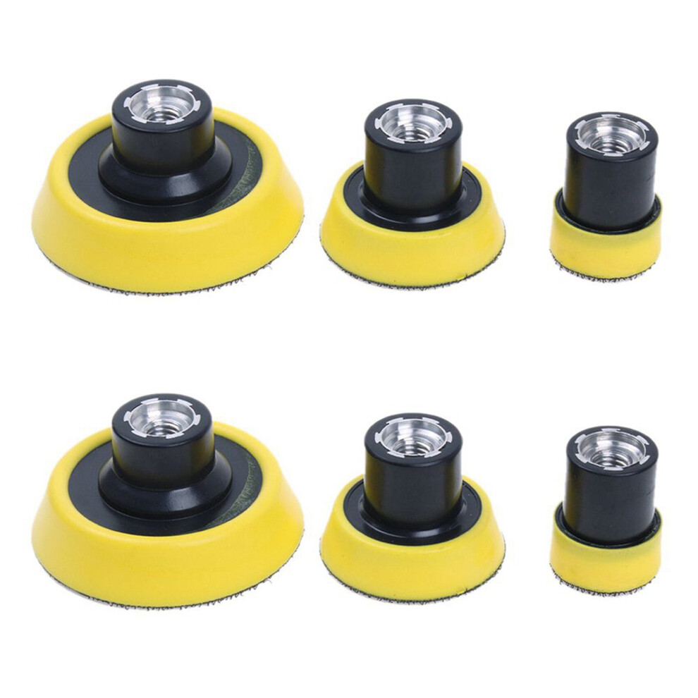 6Pcs M10 Air Angle Grinder Polish Pad Kit 1 2 3 Inch Hoop and Loop Backed Panel Backing Pads Fits Sanding Disc Tools