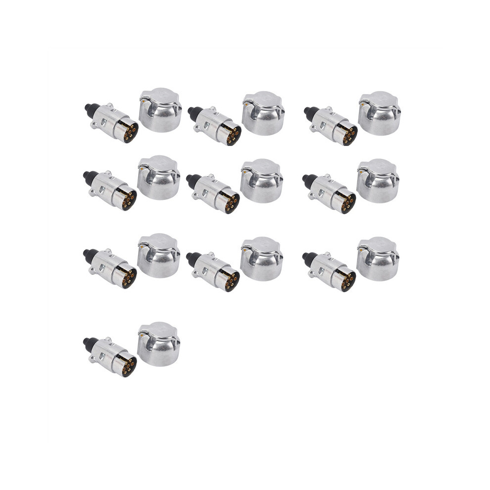 10X Accessoires de remorque - Prise de remorque à 7 broches Prises RV 12 V Barre de remorquage Connecteurs de remorque en métal à 7 broches